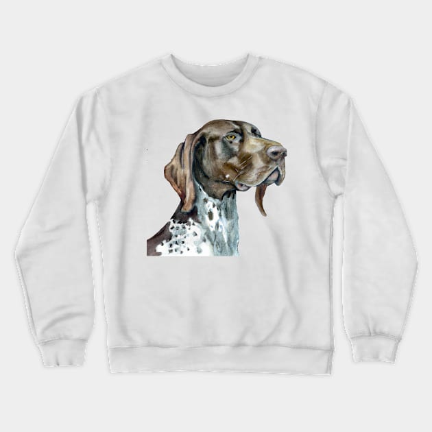 German Shorthaired Pointer Watercolor - Gift For Dog Lovers Crewneck Sweatshirt by Edd Paint Something